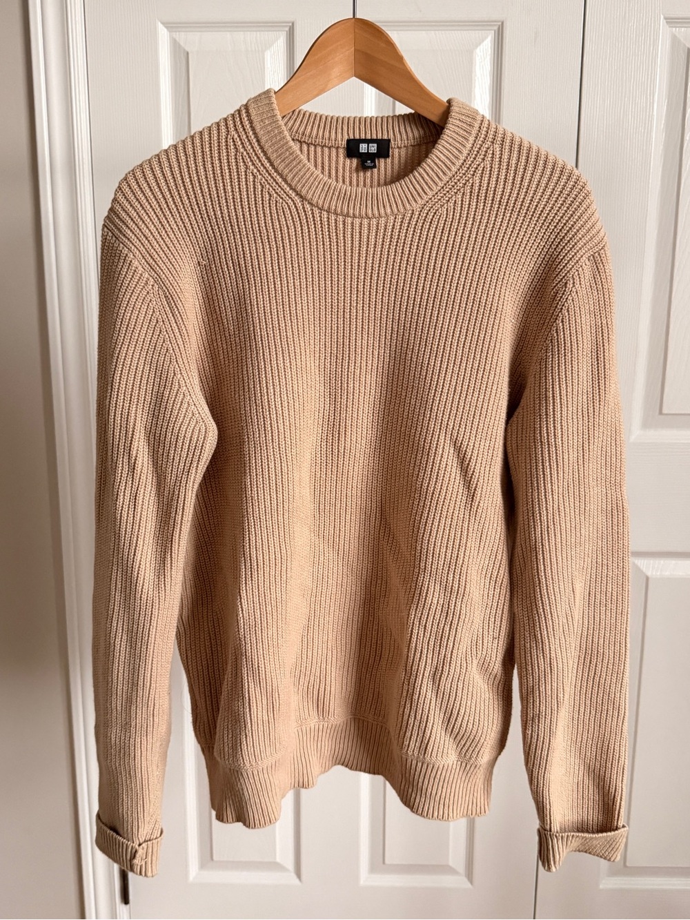 Uniqlo Men's Crewneck Ribbed Sweater in Light Beige